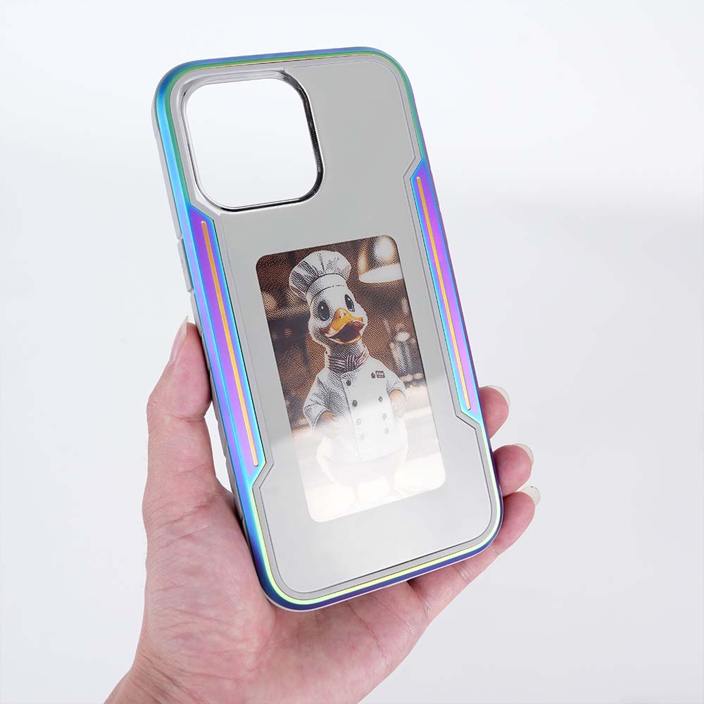 The back panel of the ink screen mobile phone case is glossy glass