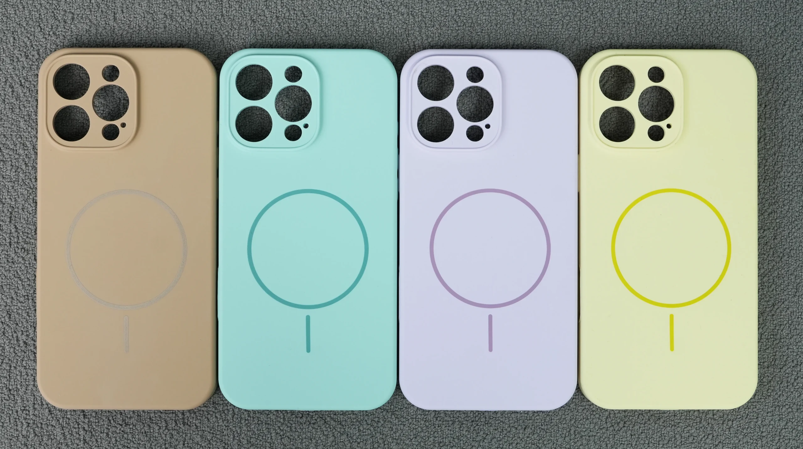 iphone 14 silicone phone case in pastel colors with magnetic ring
