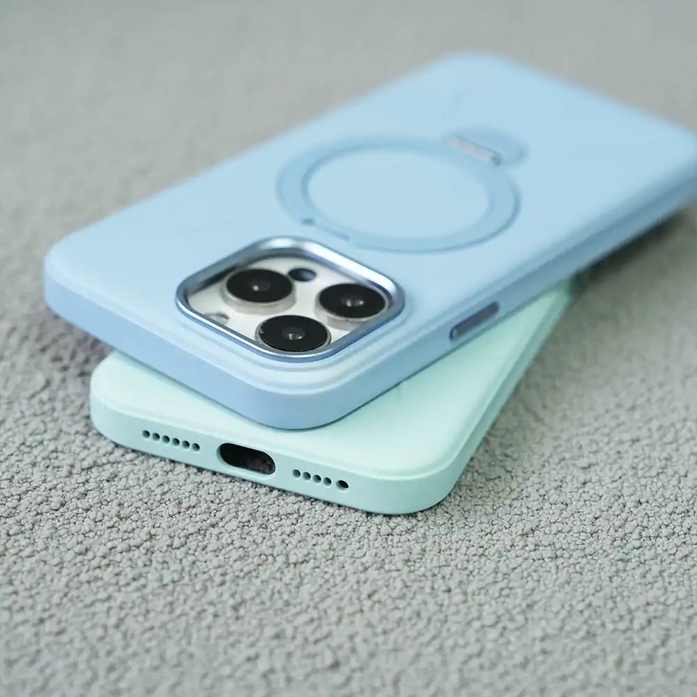 Silicone phone case holder bracket phone case for iPhone 13–17 in pastel colors