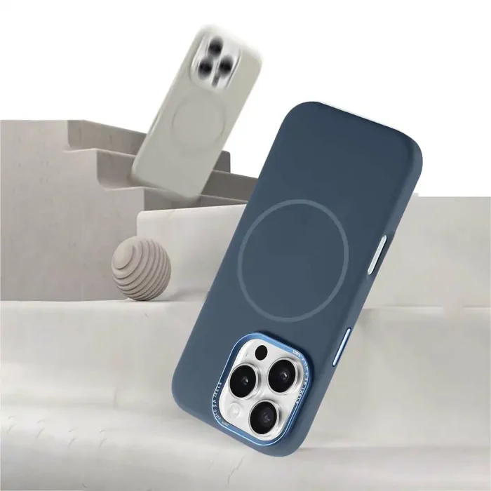 Silicone MagSafe phone case and silicone phone case for iPhone 14 in navy blue