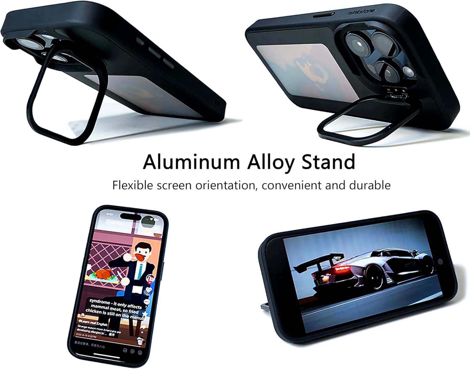 Demonstrating the stand function of the e ink phone case
