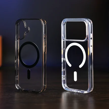 Metal Button Composite Clear Magnetic Case